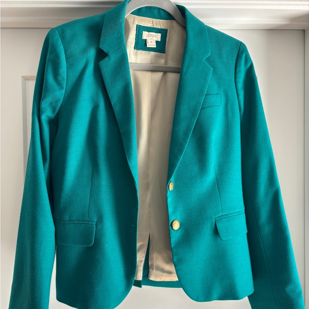 J. Crew Vibrant Teal Blazer with Gold Buttons